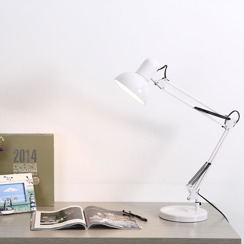 Multi-Joint Desk Lamp Nordic Style Metallic 1 Light White Reading Book Light with Cone Shade for Bedroom Clearhalo 'Lamps' 'Table Lamps' Lighting' 770956