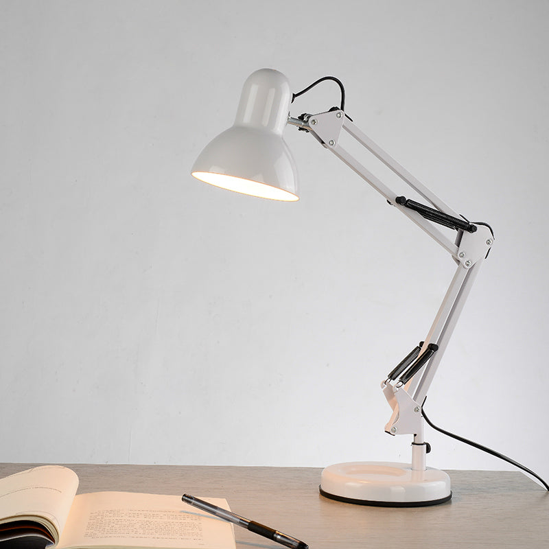 Multi-Joint Desk Lamp Nordic Style Metallic 1 Light White Reading Book Light with Cone Shade for Bedroom Clearhalo 'Lamps' 'Table Lamps' Lighting' 770957