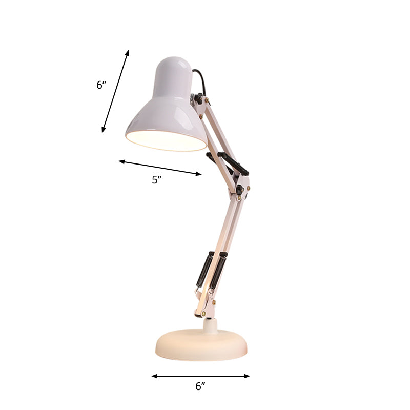 Multi-Joint Desk Lamp Nordic Style Metallic 1 Light White Reading Book Light with Cone Shade for Bedroom Clearhalo 'Lamps' 'Table Lamps' Lighting' 770959