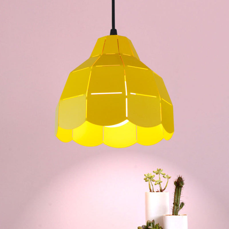 Pink/White/Black Scallop Dome Ceiling Pendant Light Modernism 1 Light Metal Hanging Lamp Kit Clearhalo 'Ceiling Lights' 'Modern Pendants' 'Modern' 'Pendant Lights' 'Pendants' Lighting' 770961