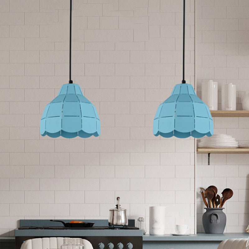 Pink/White/Black Scallop Dome Ceiling Pendant Light Modernism 1 Light Metal Hanging Lamp Kit Clearhalo 'Ceiling Lights' 'Modern Pendants' 'Modern' 'Pendant Lights' 'Pendants' Lighting' 770966