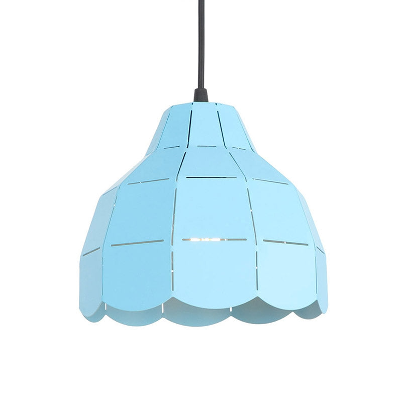 Pink/White/Black Scallop Dome Ceiling Pendant Light Modernism 1 Light Metal Hanging Lamp Kit Blue Clearhalo 'Ceiling Lights' 'Modern Pendants' 'Modern' 'Pendant Lights' 'Pendants' Lighting' 770967