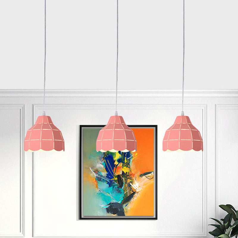 Pink/White/Black Scallop Dome Ceiling Pendant Light Modernism 1 Light Metal Hanging Lamp Kit Clearhalo 'Ceiling Lights' 'Modern Pendants' 'Modern' 'Pendant Lights' 'Pendants' Lighting' 770969