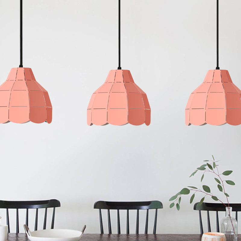 Pink/White/Black Scallop Dome Ceiling Pendant Light Modernism 1 Light Metal Hanging Lamp Kit Clearhalo 'Ceiling Lights' 'Modern Pendants' 'Modern' 'Pendant Lights' 'Pendants' Lighting' 770970