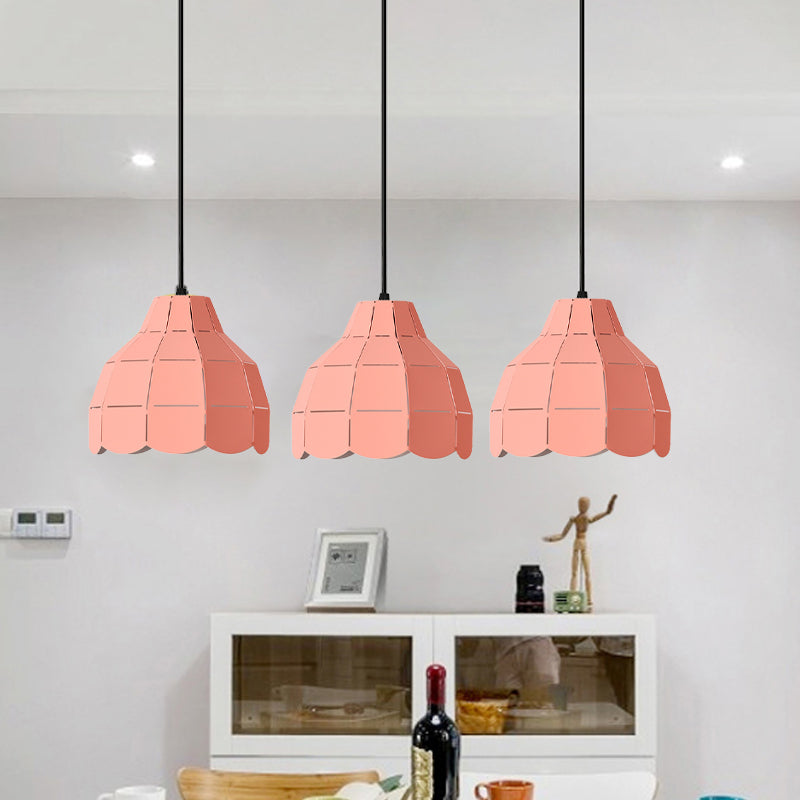 Pink/White/Black Scallop Dome Ceiling Pendant Light Modernism 1 Light Metal Hanging Lamp Kit Clearhalo 'Ceiling Lights' 'Modern Pendants' 'Modern' 'Pendant Lights' 'Pendants' Lighting' 770971