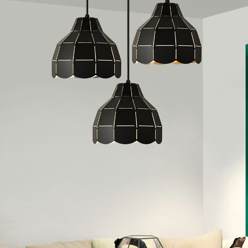 Pink/White/Black Scallop Dome Ceiling Pendant Light Modernism 1 Light Metal Hanging Lamp Kit Clearhalo 'Ceiling Lights' 'Modern Pendants' 'Modern' 'Pendant Lights' 'Pendants' Lighting' 770973