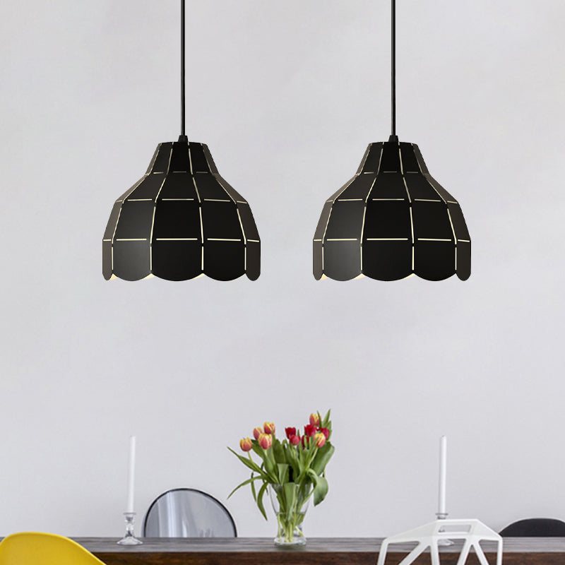 Pink/White/Black Scallop Dome Ceiling Pendant Light Modernism 1 Light Metal Hanging Lamp Kit Clearhalo 'Ceiling Lights' 'Modern Pendants' 'Modern' 'Pendant Lights' 'Pendants' Lighting' 770974