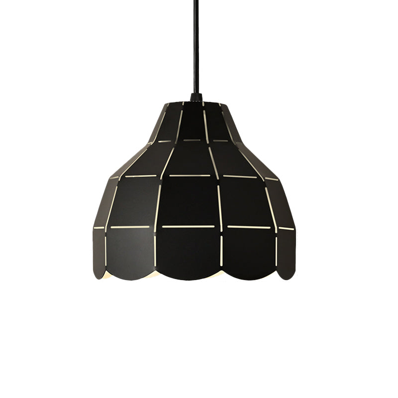 Pink/White/Black Scallop Dome Ceiling Pendant Light Modernism 1 Light Metal Hanging Lamp Kit Clearhalo 'Ceiling Lights' 'Modern Pendants' 'Modern' 'Pendant Lights' 'Pendants' Lighting' 770976