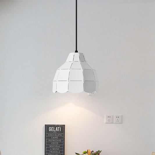 Pink/White/Black Scallop Dome Ceiling Pendant Light Modernism 1 Light Metal Hanging Lamp Kit White Clearhalo 'Ceiling Lights' 'Modern Pendants' 'Modern' 'Pendant Lights' 'Pendants' Lighting' 770977