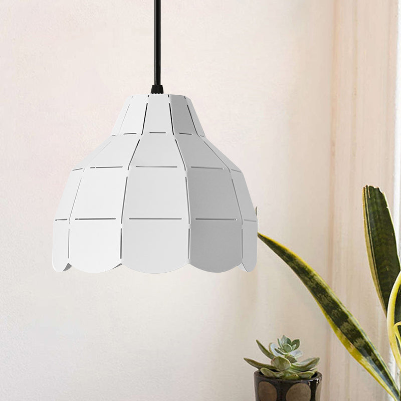 Pink/White/Black Scallop Dome Ceiling Pendant Light Modernism 1 Light Metal Hanging Lamp Kit Clearhalo 'Ceiling Lights' 'Modern Pendants' 'Modern' 'Pendant Lights' 'Pendants' Lighting' 770979