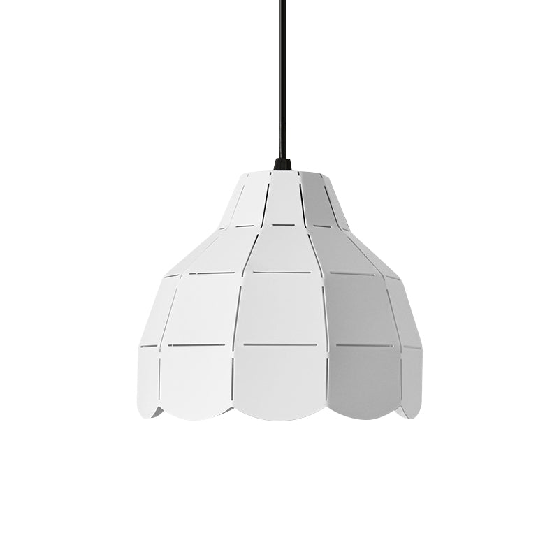 Pink/White/Black Scallop Dome Ceiling Pendant Light Modernism 1 Light Metal Hanging Lamp Kit Clearhalo 'Ceiling Lights' 'Modern Pendants' 'Modern' 'Pendant Lights' 'Pendants' Lighting' 770980