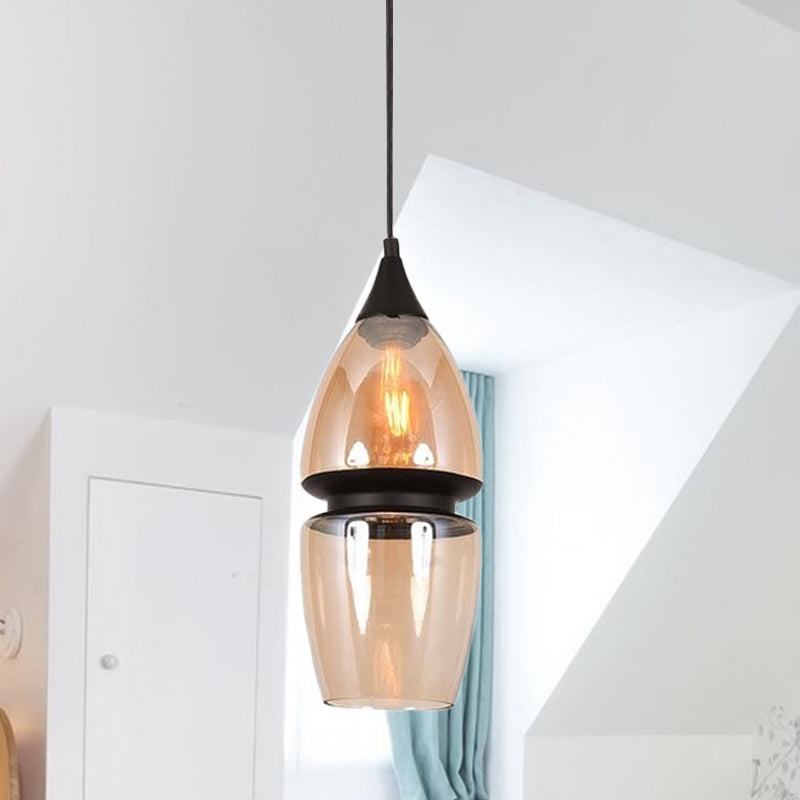 Brown Gourd/Ellipse/Cone Pendant Lamp Modern 1 Light Glass Hanging Light Fixture for Dining Room Brown C Clearhalo 'Ceiling Lights' 'Glass shade' 'Glass' 'Modern Pendants' 'Modern' 'Pendant Lights' 'Pendants' Lighting' 770981