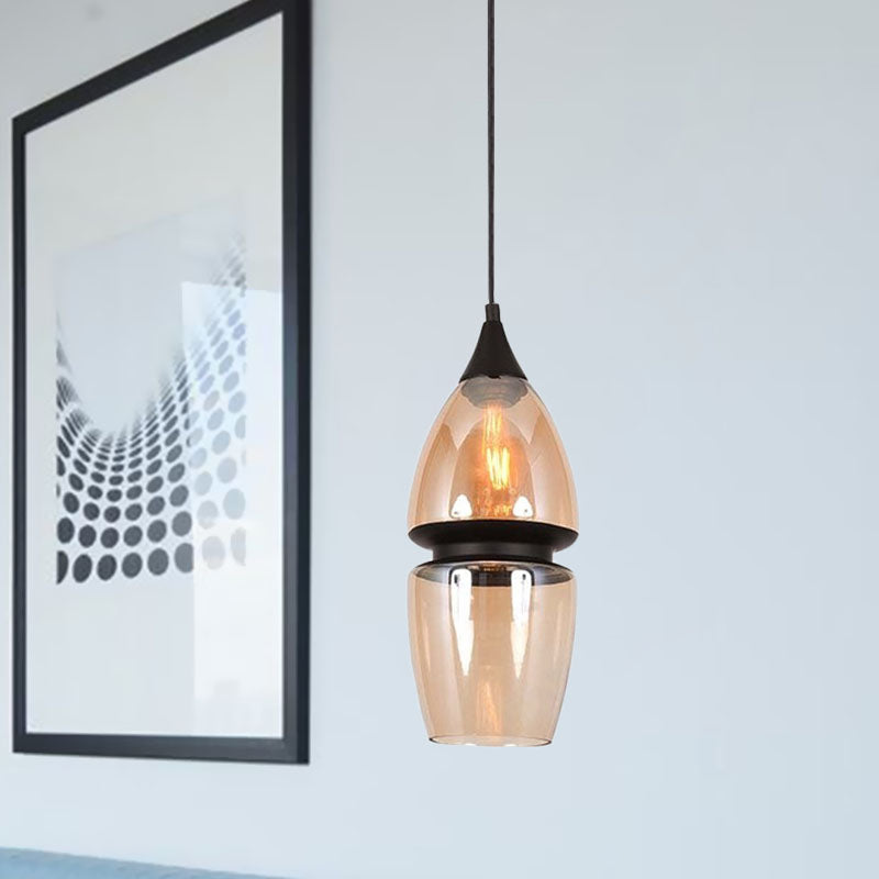 Brown Gourd/Ellipse/Cone Pendant Lamp Modern 1 Light Glass Hanging Light Fixture for Dining Room Clearhalo 'Ceiling Lights' 'Glass shade' 'Glass' 'Modern Pendants' 'Modern' 'Pendant Lights' 'Pendants' Lighting' 770983