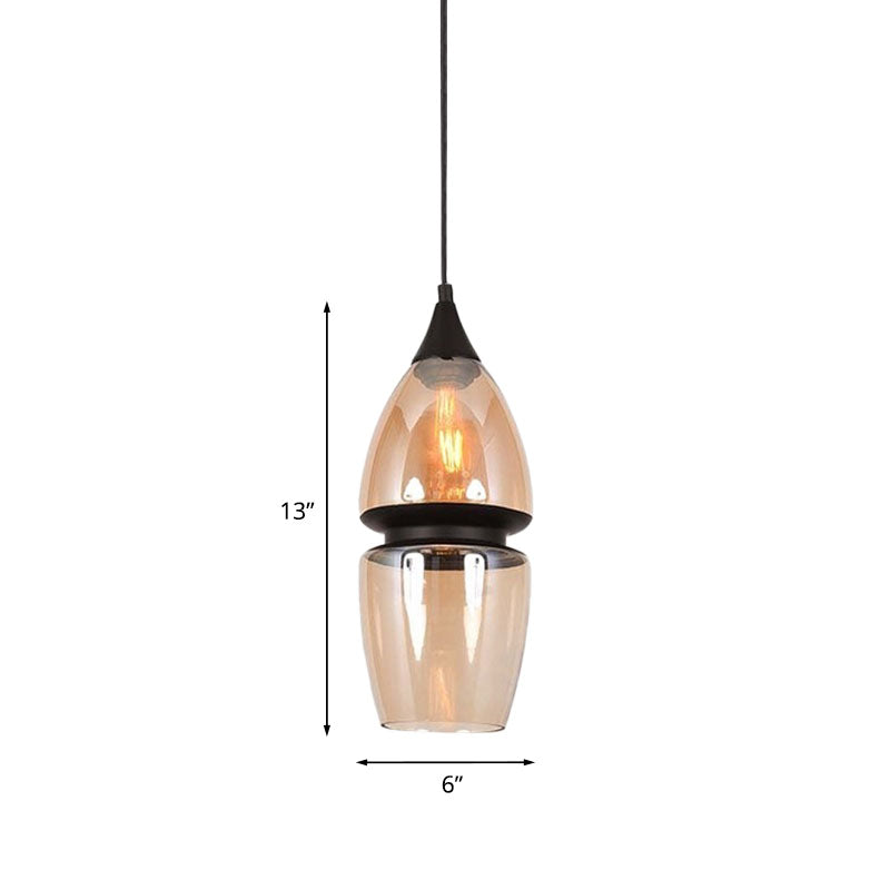 Brown Gourd/Ellipse/Cone Pendant Lamp Modern 1 Light Glass Hanging Light Fixture for Dining Room Clearhalo 'Ceiling Lights' 'Glass shade' 'Glass' 'Modern Pendants' 'Modern' 'Pendant Lights' 'Pendants' Lighting' 770985