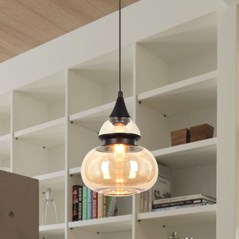 Brown Gourd/Ellipse/Cone Pendant Lamp Modern 1 Light Glass Hanging Light Fixture for Dining Room Clearhalo 'Ceiling Lights' 'Glass shade' 'Glass' 'Modern Pendants' 'Modern' 'Pendant Lights' 'Pendants' Lighting' 770987