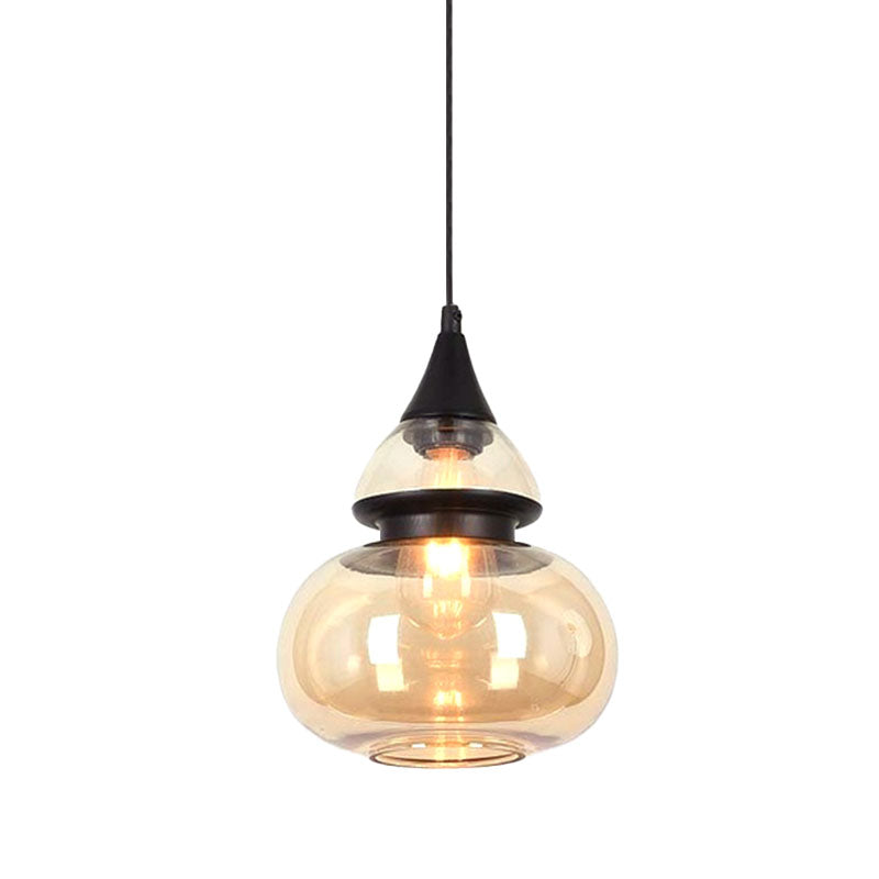 Brown Gourd/Ellipse/Cone Pendant Lamp Modern 1 Light Glass Hanging Light Fixture for Dining Room Clearhalo 'Ceiling Lights' 'Glass shade' 'Glass' 'Modern Pendants' 'Modern' 'Pendant Lights' 'Pendants' Lighting' 770989