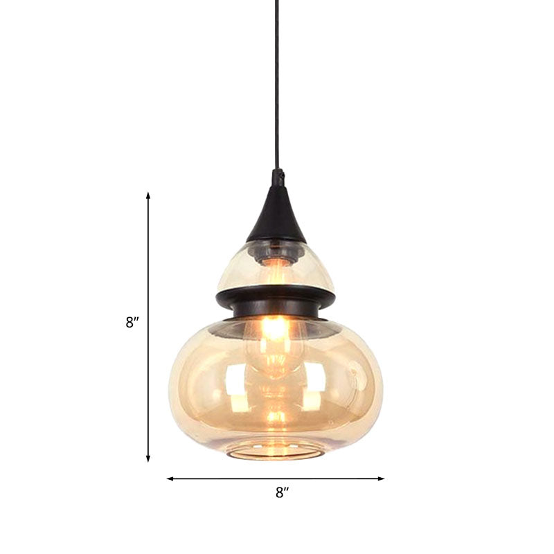 Brown Gourd/Ellipse/Cone Pendant Lamp Modern 1 Light Glass Hanging Light Fixture for Dining Room Clearhalo 'Ceiling Lights' 'Glass shade' 'Glass' 'Modern Pendants' 'Modern' 'Pendant Lights' 'Pendants' Lighting' 770990