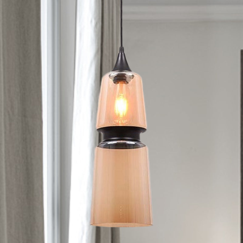 Brown Gourd/Ellipse/Cone Pendant Lamp Modern 1 Light Glass Hanging Light Fixture for Dining Room Brown D Clearhalo 'Ceiling Lights' 'Glass shade' 'Glass' 'Modern Pendants' 'Modern' 'Pendant Lights' 'Pendants' Lighting' 770991