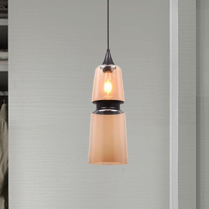 Brown Gourd/Ellipse/Cone Pendant Lamp Modern 1 Light Glass Hanging Light Fixture for Dining Room Clearhalo 'Ceiling Lights' 'Glass shade' 'Glass' 'Modern Pendants' 'Modern' 'Pendant Lights' 'Pendants' Lighting' 770993