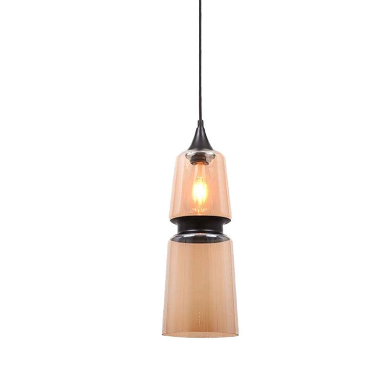 Brown Gourd/Ellipse/Cone Pendant Lamp Modern 1 Light Glass Hanging Light Fixture for Dining Room Clearhalo 'Ceiling Lights' 'Glass shade' 'Glass' 'Modern Pendants' 'Modern' 'Pendant Lights' 'Pendants' Lighting' 770994