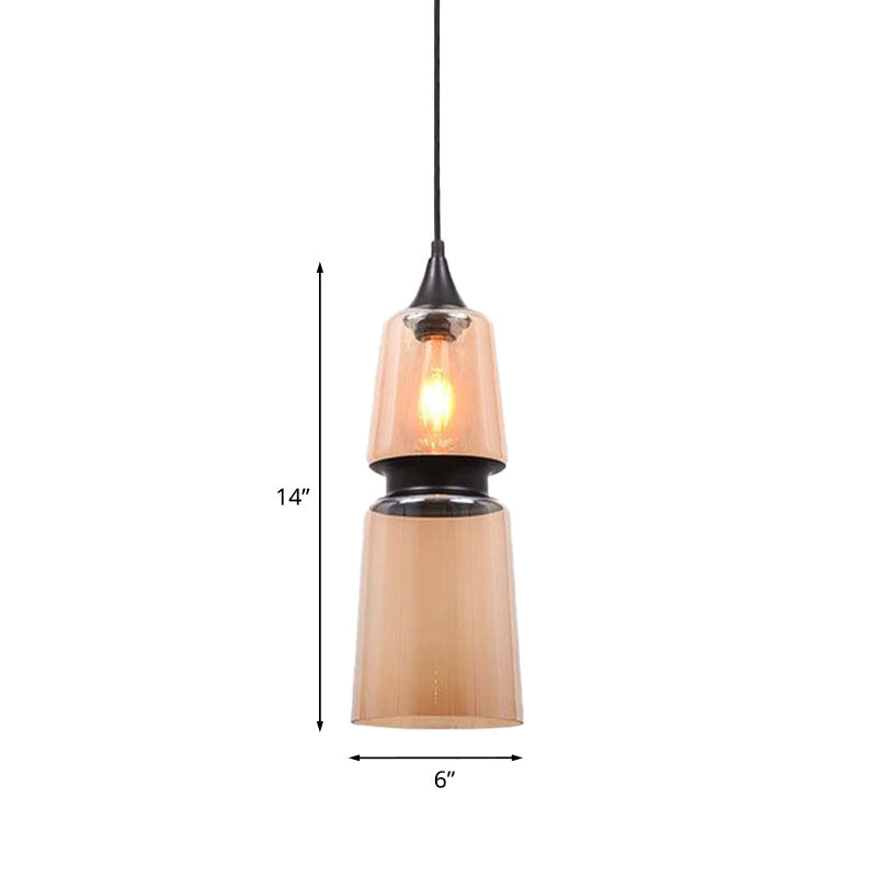 Brown Gourd/Ellipse/Cone Pendant Lamp Modern 1 Light Glass Hanging Light Fixture for Dining Room Clearhalo 'Ceiling Lights' 'Glass shade' 'Glass' 'Modern Pendants' 'Modern' 'Pendant Lights' 'Pendants' Lighting' 770995