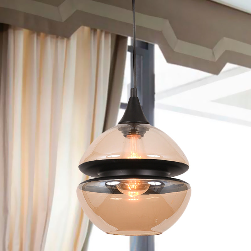 Brown Gourd/Ellipse/Cone Pendant Lamp Modern 1 Light Glass Hanging Light Fixture for Dining Room Brown A Clearhalo 'Ceiling Lights' 'Glass shade' 'Glass' 'Modern Pendants' 'Modern' 'Pendant Lights' 'Pendants' Lighting' 770996