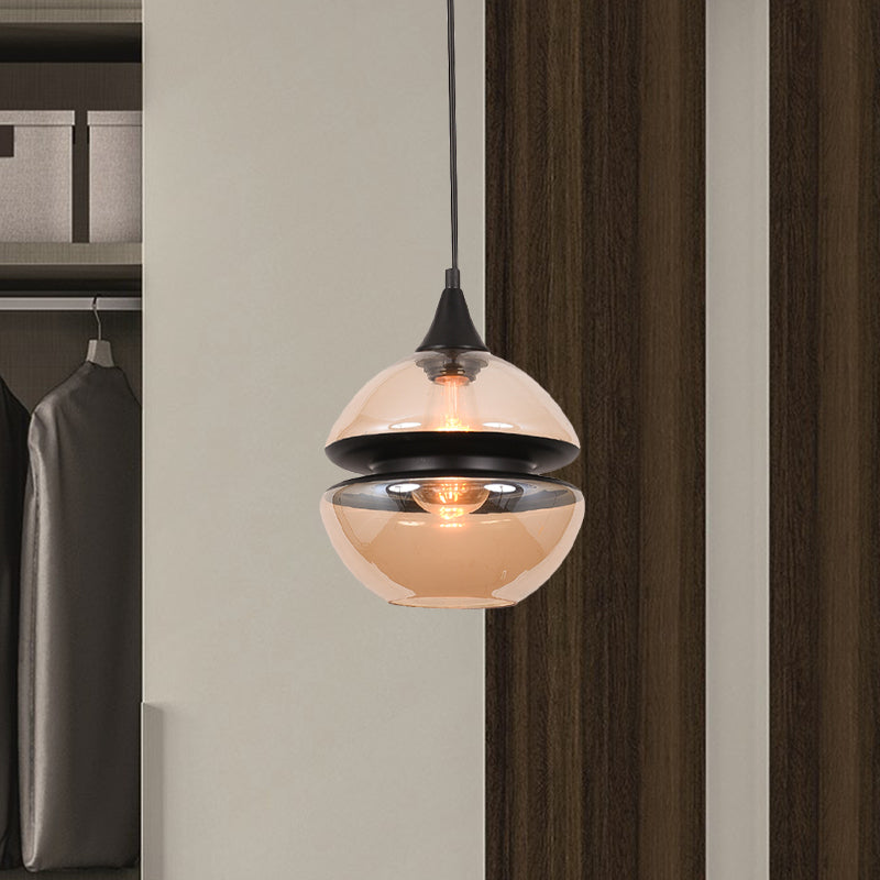 Brown Gourd/Ellipse/Cone Pendant Lamp Modern 1 Light Glass Hanging Light Fixture for Dining Room Clearhalo 'Ceiling Lights' 'Glass shade' 'Glass' 'Modern Pendants' 'Modern' 'Pendant Lights' 'Pendants' Lighting' 770997