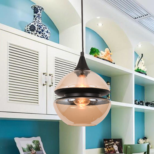 Brown Gourd/Ellipse/Cone Pendant Lamp Modern 1 Light Glass Hanging Light Fixture for Dining Room Clearhalo 'Ceiling Lights' 'Glass shade' 'Glass' 'Modern Pendants' 'Modern' 'Pendant Lights' 'Pendants' Lighting' 770998