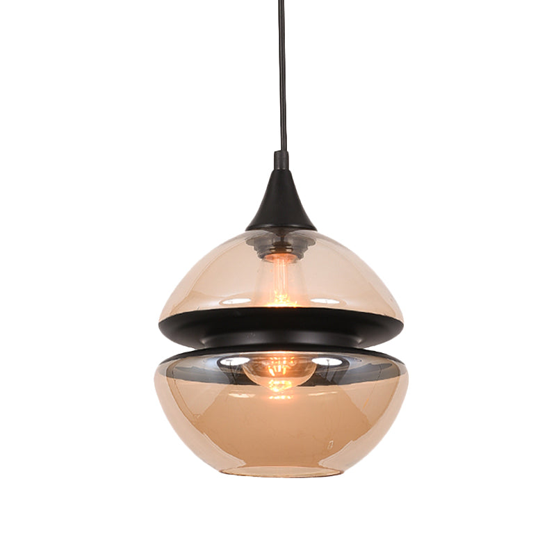 Brown Gourd/Ellipse/Cone Pendant Lamp Modern 1 Light Glass Hanging Light Fixture for Dining Room Brown B Clearhalo 'Ceiling Lights' 'Glass shade' 'Glass' 'Modern Pendants' 'Modern' 'Pendant Lights' 'Pendants' Lighting' 770999