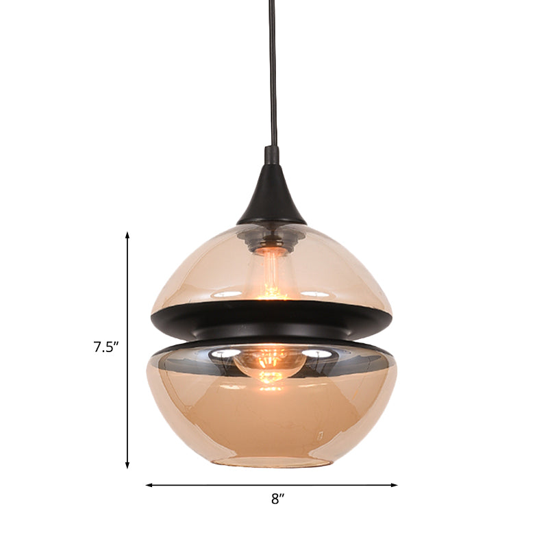 Brown Gourd/Ellipse/Cone Pendant Lamp Modern 1 Light Glass Hanging Light Fixture for Dining Room Clearhalo 'Ceiling Lights' 'Glass shade' 'Glass' 'Modern Pendants' 'Modern' 'Pendant Lights' 'Pendants' Lighting' 771000