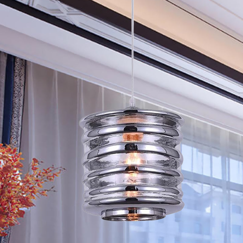 Cylinder/Ball/Oval Swirl Glass Pendant Lighting Contemporary 1 Light Silver/Rose Gold/Amber Hanging Ceiling Light Fixture Silver A Clearhalo 'Ceiling Lights' 'Glass shade' 'Glass' 'Modern Pendants' 'Modern' 'Pendant Lights' 'Pendants' Lighting' 771001