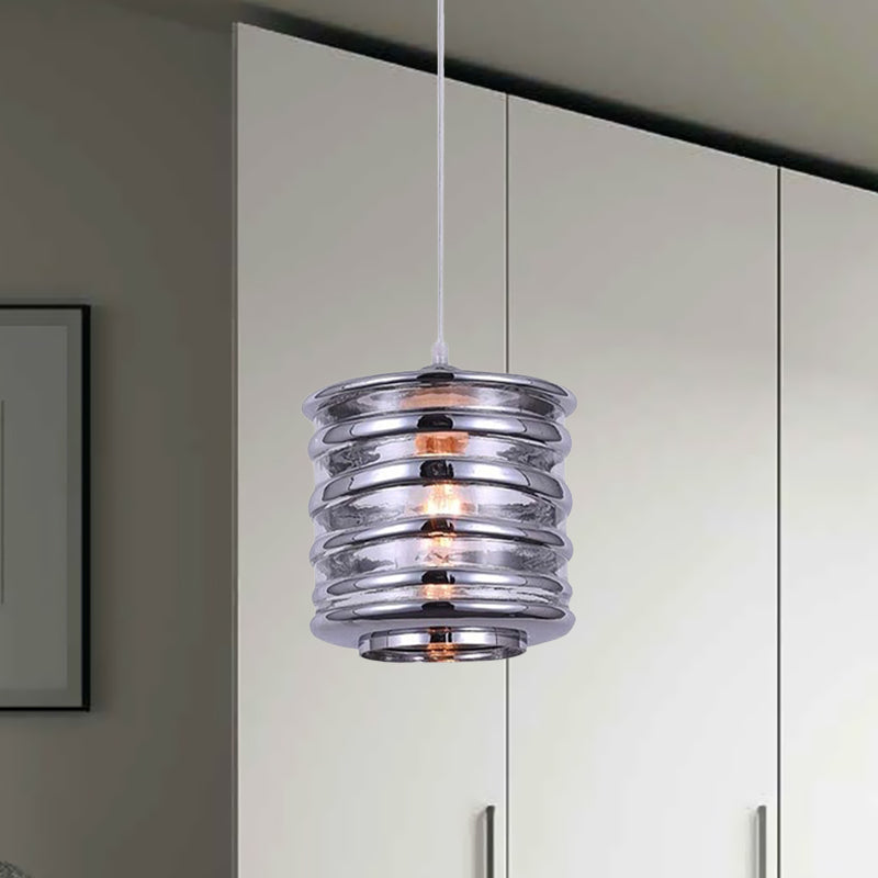 Cylinder/Ball/Oval Swirl Glass Pendant Lighting Contemporary 1 Light Silver/Rose Gold/Amber Hanging Ceiling Light Fixture Clearhalo 'Ceiling Lights' 'Glass shade' 'Glass' 'Modern Pendants' 'Modern' 'Pendant Lights' 'Pendants' Lighting' 771002