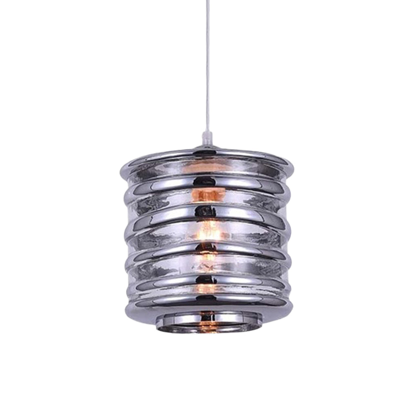 Cylinder/Ball/Oval Swirl Glass Pendant Lighting Contemporary 1 Light Silver/Rose Gold/Amber Hanging Ceiling Light Fixture Clearhalo 'Ceiling Lights' 'Glass shade' 'Glass' 'Modern Pendants' 'Modern' 'Pendant Lights' 'Pendants' Lighting' 771004