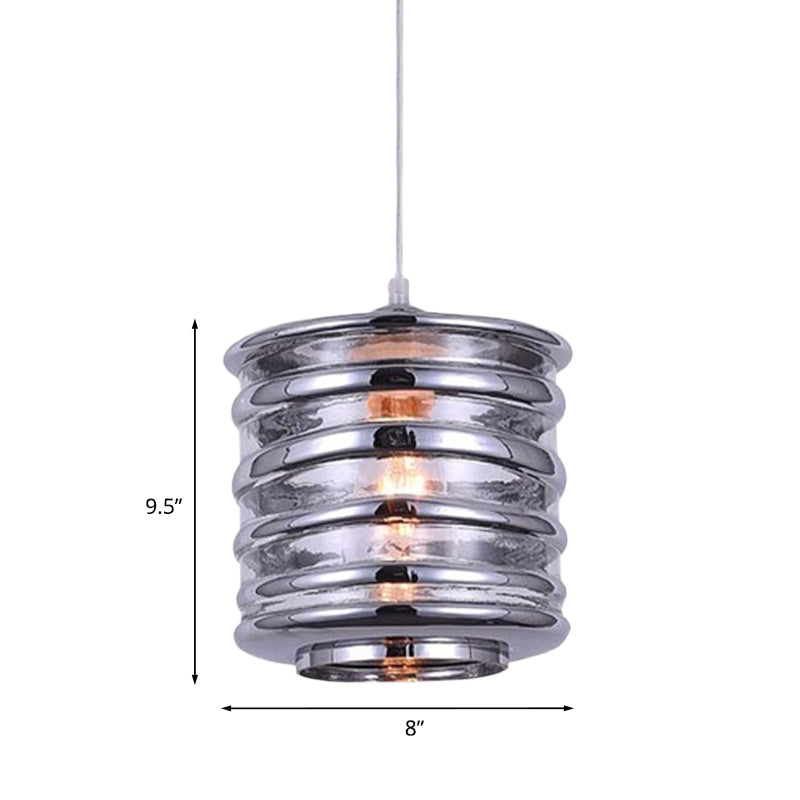 Cylinder/Ball/Oval Swirl Glass Pendant Lighting Contemporary 1 Light Silver/Rose Gold/Amber Hanging Ceiling Light Fixture Clearhalo 'Ceiling Lights' 'Glass shade' 'Glass' 'Modern Pendants' 'Modern' 'Pendant Lights' 'Pendants' Lighting' 771005