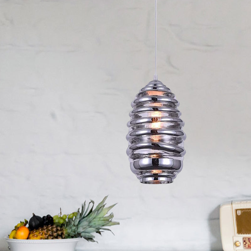 Cylinder/Ball/Oval Swirl Glass Pendant Lighting Contemporary 1 Light Silver/Rose Gold/Amber Hanging Ceiling Light Fixture Clearhalo 'Ceiling Lights' 'Glass shade' 'Glass' 'Modern Pendants' 'Modern' 'Pendant Lights' 'Pendants' Lighting' 771012