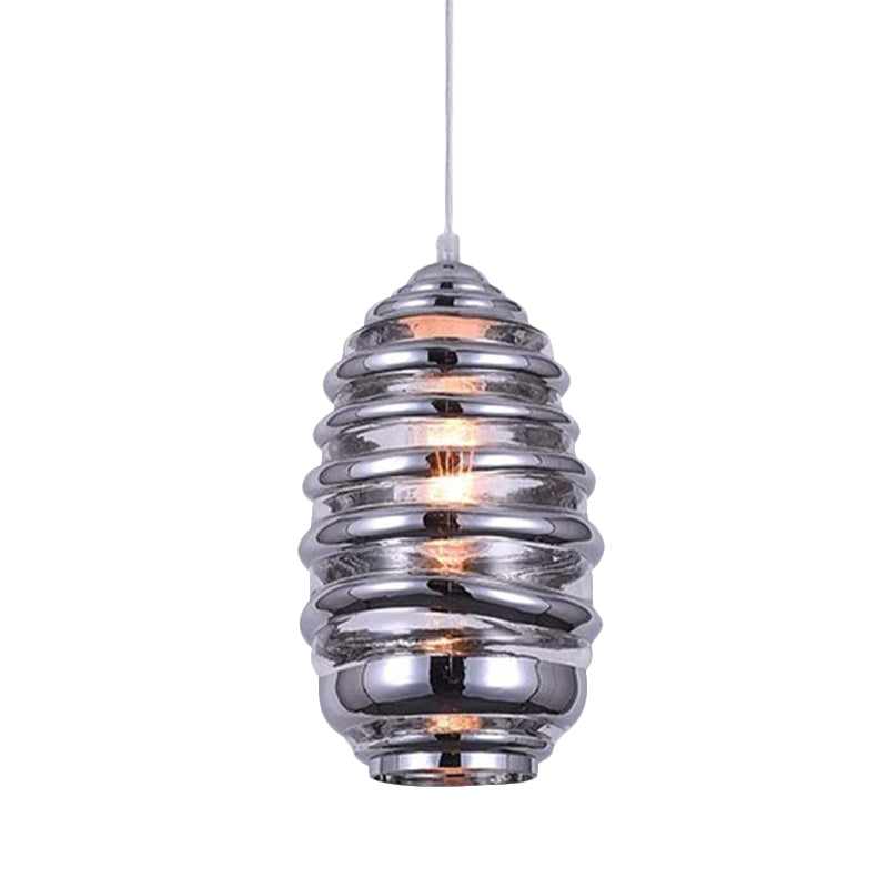 Cylinder/Ball/Oval Swirl Glass Pendant Lighting Contemporary 1 Light Silver/Rose Gold/Amber Hanging Ceiling Light Fixture Clearhalo 'Ceiling Lights' 'Glass shade' 'Glass' 'Modern Pendants' 'Modern' 'Pendant Lights' 'Pendants' Lighting' 771014