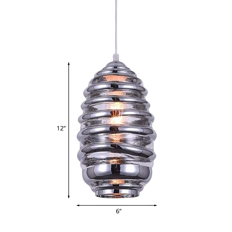 Cylinder/Ball/Oval Swirl Glass Pendant Lighting Contemporary 1 Light Silver/Rose Gold/Amber Hanging Ceiling Light Fixture Clearhalo 'Ceiling Lights' 'Glass shade' 'Glass' 'Modern Pendants' 'Modern' 'Pendant Lights' 'Pendants' Lighting' 771015