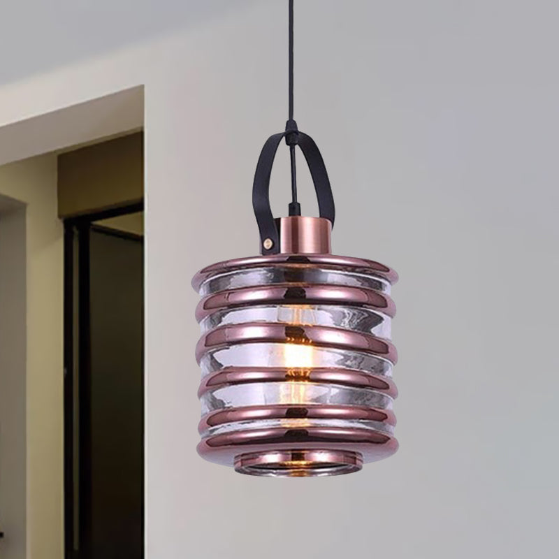 Cylinder/Ball/Oval Swirl Glass Pendant Lighting Contemporary 1 Light Silver/Rose Gold/Amber Hanging Ceiling Light Fixture Rose Gold A Clearhalo 'Ceiling Lights' 'Glass shade' 'Glass' 'Modern Pendants' 'Modern' 'Pendant Lights' 'Pendants' Lighting' 771016