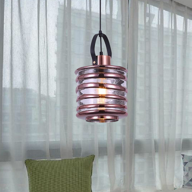 Cylinder/Ball/Oval Swirl Glass Pendant Lighting Contemporary 1 Light Silver/Rose Gold/Amber Hanging Ceiling Light Fixture Clearhalo 'Ceiling Lights' 'Glass shade' 'Glass' 'Modern Pendants' 'Modern' 'Pendant Lights' 'Pendants' Lighting' 771017