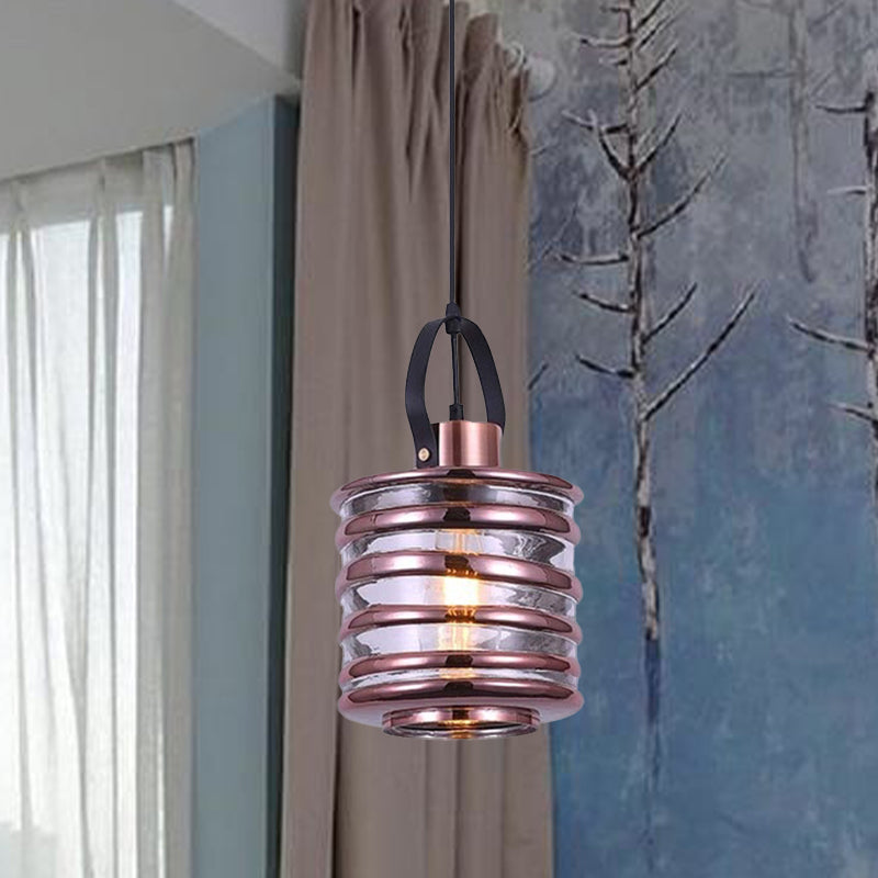 Cylinder/Ball/Oval Swirl Glass Pendant Lighting Contemporary 1 Light Silver/Rose Gold/Amber Hanging Ceiling Light Fixture Clearhalo 'Ceiling Lights' 'Glass shade' 'Glass' 'Modern Pendants' 'Modern' 'Pendant Lights' 'Pendants' Lighting' 771018