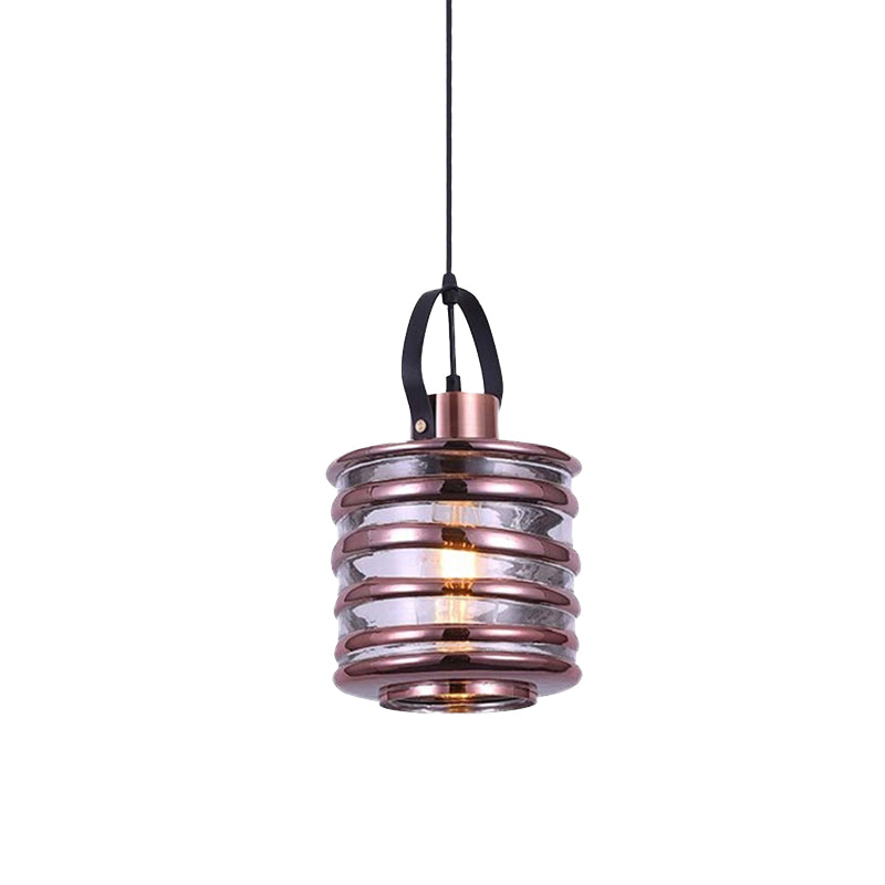 Cylinder/Ball/Oval Swirl Glass Pendant Lighting Contemporary 1 Light Silver/Rose Gold/Amber Hanging Ceiling Light Fixture Clearhalo 'Ceiling Lights' 'Glass shade' 'Glass' 'Modern Pendants' 'Modern' 'Pendant Lights' 'Pendants' Lighting' 771019