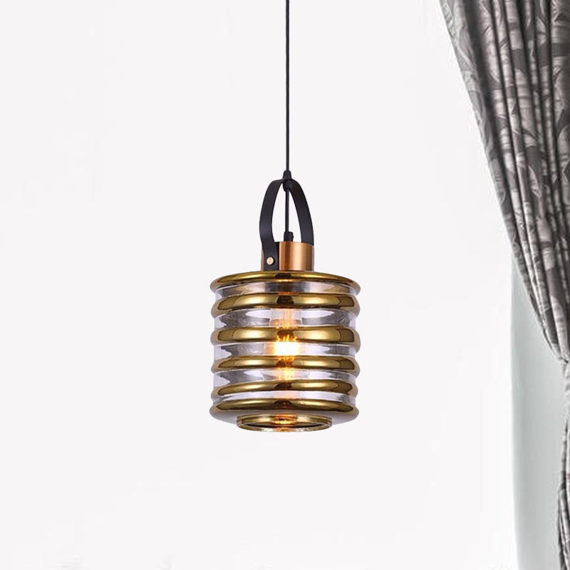 Cylinder/Ball/Oval Swirl Glass Pendant Lighting Contemporary 1 Light Silver/Rose Gold/Amber Hanging Ceiling Light Fixture Clearhalo 'Ceiling Lights' 'Glass shade' 'Glass' 'Modern Pendants' 'Modern' 'Pendant Lights' 'Pendants' Lighting' 771022