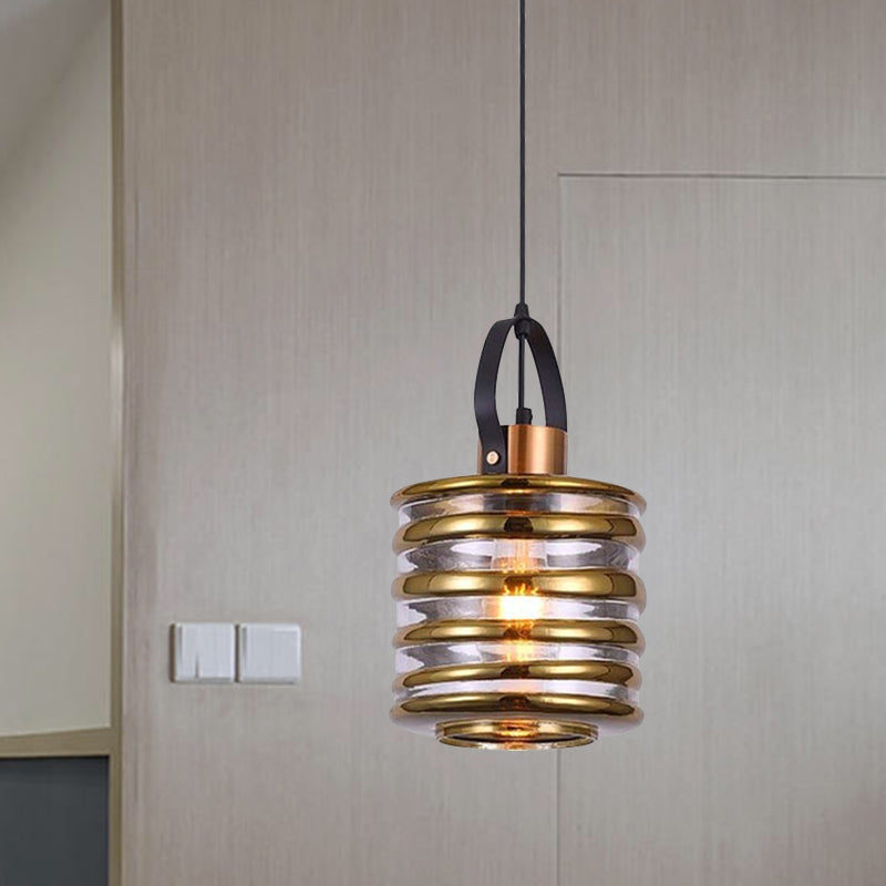 Cylinder/Ball/Oval Swirl Glass Pendant Lighting Contemporary 1 Light Silver/Rose Gold/Amber Hanging Ceiling Light Fixture Clearhalo 'Ceiling Lights' 'Glass shade' 'Glass' 'Modern Pendants' 'Modern' 'Pendant Lights' 'Pendants' Lighting' 771023