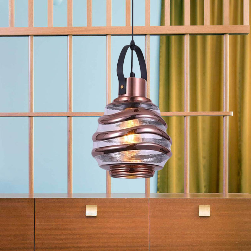 Cylinder/Ball/Oval Swirl Glass Pendant Lighting Contemporary 1 Light Silver/Rose Gold/Amber Hanging Ceiling Light Fixture Clearhalo 'Ceiling Lights' 'Glass shade' 'Glass' 'Modern Pendants' 'Modern' 'Pendant Lights' 'Pendants' Lighting' 771027