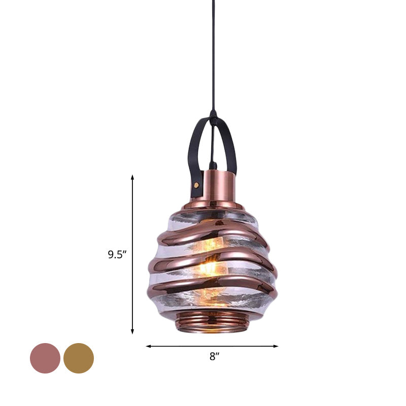 Cylinder/Ball/Oval Swirl Glass Pendant Lighting Contemporary 1 Light Silver/Rose Gold/Amber Hanging Ceiling Light Fixture Clearhalo 'Ceiling Lights' 'Glass shade' 'Glass' 'Modern Pendants' 'Modern' 'Pendant Lights' 'Pendants' Lighting' 771029