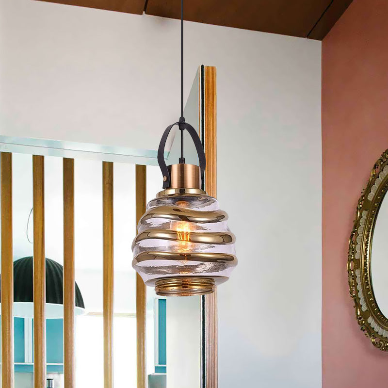 Cylinder/Ball/Oval Swirl Glass Pendant Lighting Contemporary 1 Light Silver/Rose Gold/Amber Hanging Ceiling Light Fixture Clearhalo 'Ceiling Lights' 'Glass shade' 'Glass' 'Modern Pendants' 'Modern' 'Pendant Lights' 'Pendants' Lighting' 771031