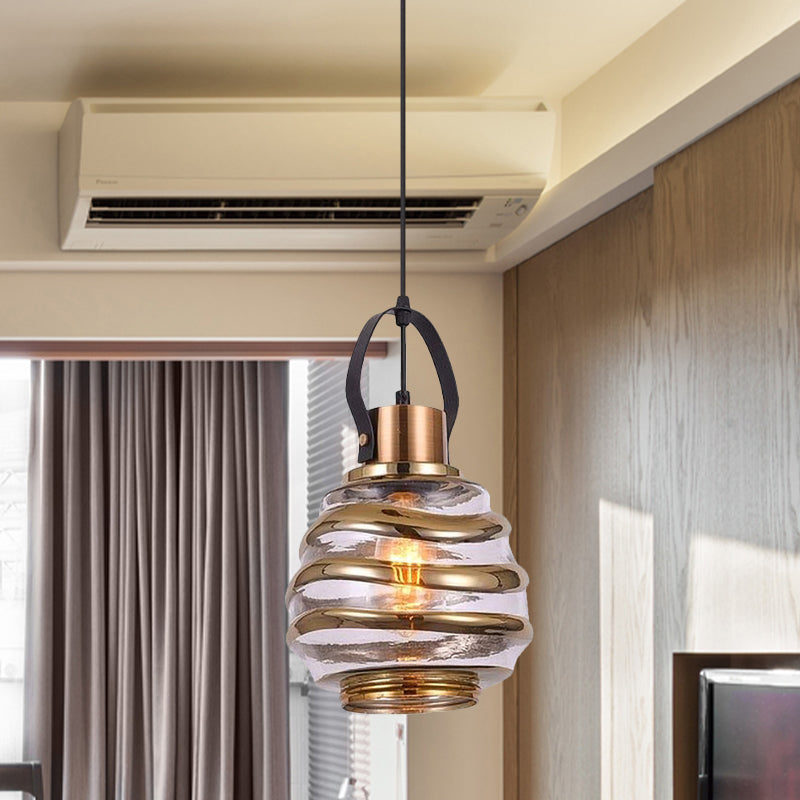 Cylinder/Ball/Oval Swirl Glass Pendant Lighting Contemporary 1 Light Silver/Rose Gold/Amber Hanging Ceiling Light Fixture Clearhalo 'Ceiling Lights' 'Glass shade' 'Glass' 'Modern Pendants' 'Modern' 'Pendant Lights' 'Pendants' Lighting' 771032