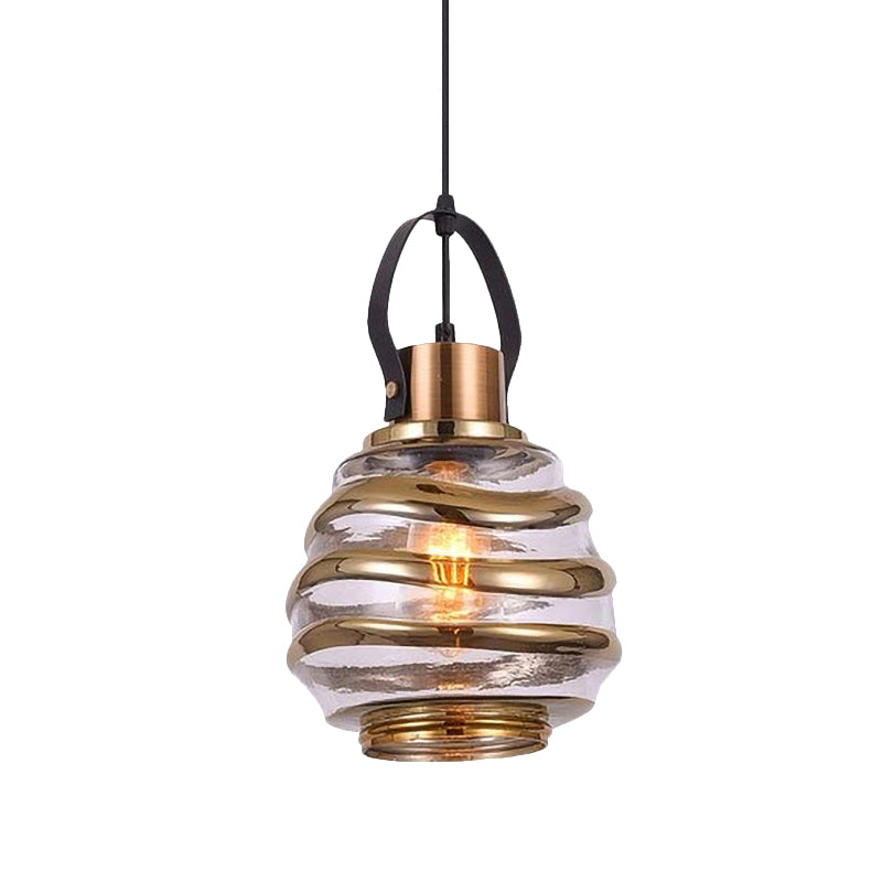 Cylinder/Ball/Oval Swirl Glass Pendant Lighting Contemporary 1 Light Silver/Rose Gold/Amber Hanging Ceiling Light Fixture Clearhalo 'Ceiling Lights' 'Glass shade' 'Glass' 'Modern Pendants' 'Modern' 'Pendant Lights' 'Pendants' Lighting' 771033