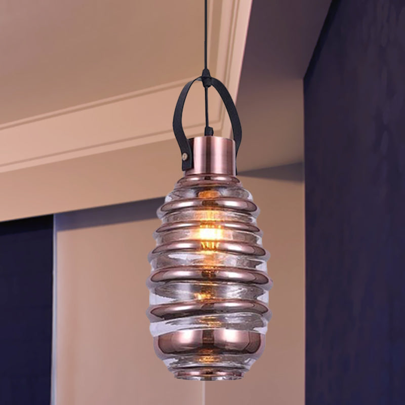 Cylinder/Ball/Oval Swirl Glass Pendant Lighting Contemporary 1 Light Silver/Rose Gold/Amber Hanging Ceiling Light Fixture Rose Gold C Clearhalo 'Ceiling Lights' 'Glass shade' 'Glass' 'Modern Pendants' 'Modern' 'Pendant Lights' 'Pendants' Lighting' 771034