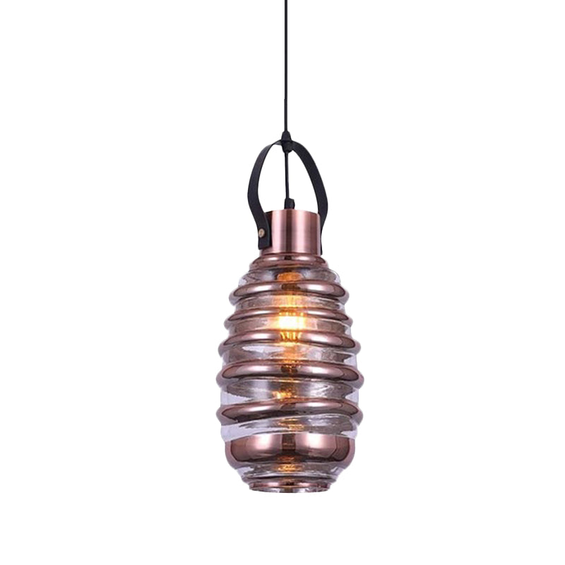 Cylinder/Ball/Oval Swirl Glass Pendant Lighting Contemporary 1 Light Silver/Rose Gold/Amber Hanging Ceiling Light Fixture Clearhalo 'Ceiling Lights' 'Glass shade' 'Glass' 'Modern Pendants' 'Modern' 'Pendant Lights' 'Pendants' Lighting' 771037